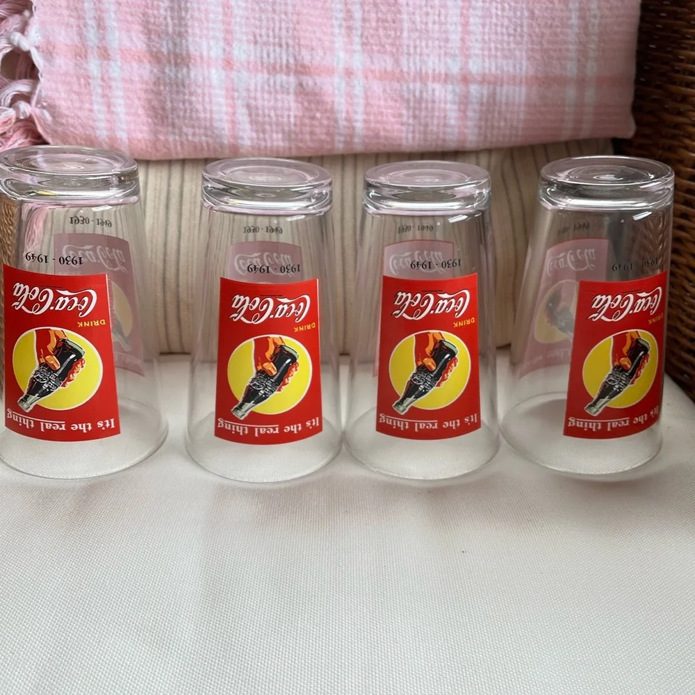 Set of 4 Vintage Coca-Cola Drinking Glasses Anniversary 1930-1949 Limited Rare - Picture 4 of 5